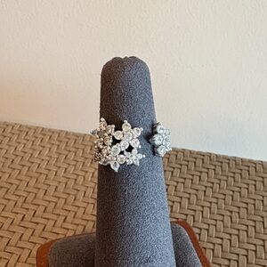 Fashion Crystal Floral Cluster Open Ring Size 4.5